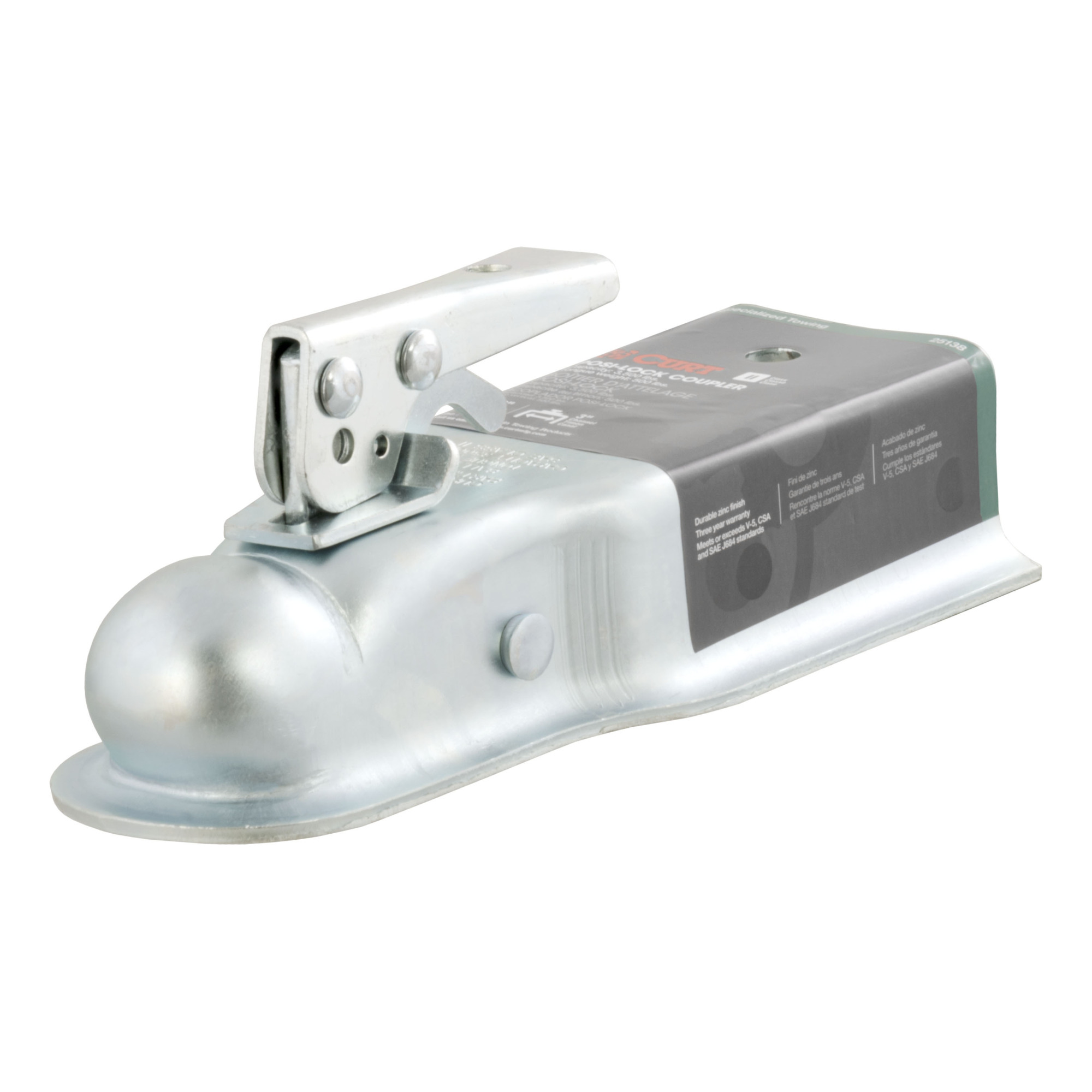 Curt Manufacturing Straight-Tongue Coupler with Posi-Lock, Steel, 3in. Channel, 3,500lb. Max. Capacity, Model# 25138